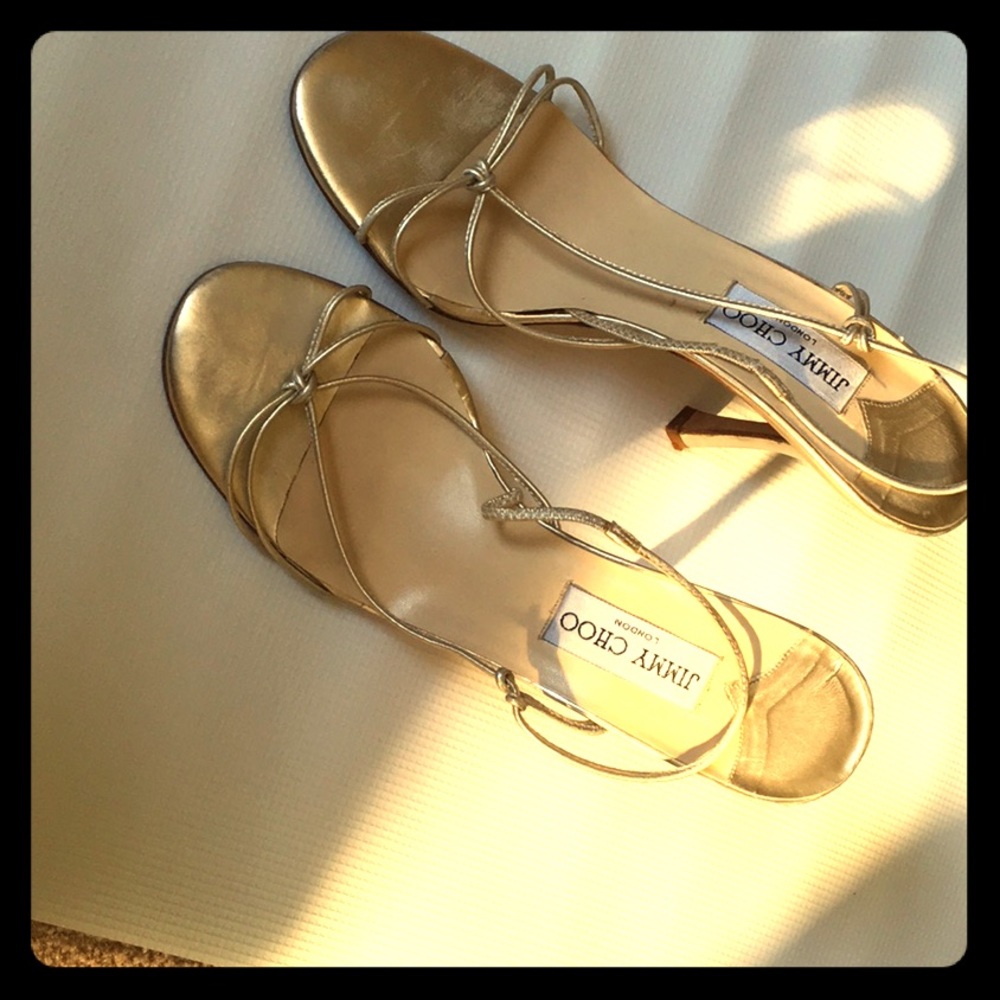 Jimmy Choo gold high heel sandals
